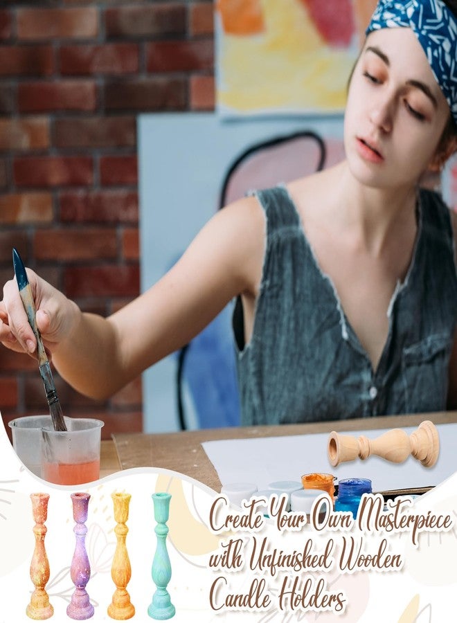Nitial 12 Pcs Unfinished Classic Wood Candle Holders Small Wooden Candlesticks Unfinished Candlestick Holders for Crafts DIY Xmas Christmas Gift Decoration (6 Inch) - Image 4